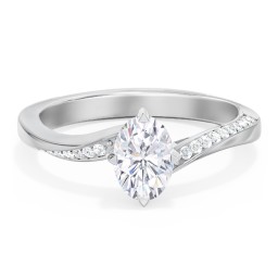 Solitaire Engagement Ring with Twisted Shoulder Accents