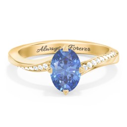 Solitaire Engagement Ring with Twisted Shoulder Accents in 10K Solid Yellow Gold