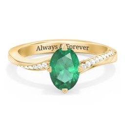 Solitaire Engagement Ring with Twisted Shoulder Accents in 10K Solid Yellow Gold