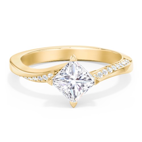 Solitaire Engagement Ring with Twisted Shoulder Accents