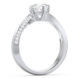 Solitaire Engagement Ring with Twisted Shoulder Accents
