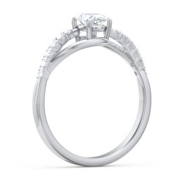 Solitaire Diamond Engagement Ring with Twisted Split Shank and Accents
