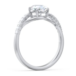 Solitaire Diamond Engagement Ring with Twisted Split Shank and Accents