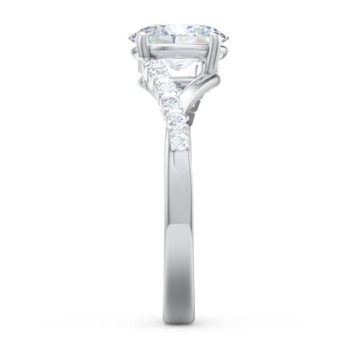 Solitaire Diamond Engagement Ring with Twisted Split Shank and Accents