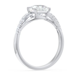 Solitaire Diamond Engagement Ring with Twisted Split Shank and Accents