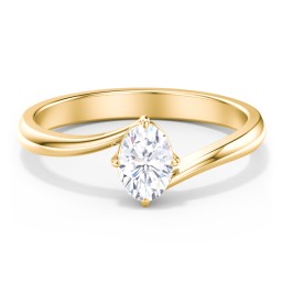 Diamond Solitaire Bypass Engagement Ring in 10K Solid Yellow Gold