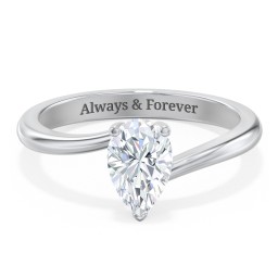 Diamond Solitaire Bypass Engagement Ring