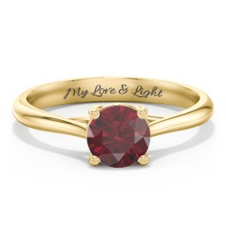 Classic Solitaire Engagement Ring in 10K Solid Yellow Gold with 07RUBY-RD-1.00 and Lab Diamond