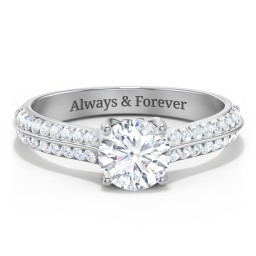 Diamond Solitaire Engagement Ring with Double Row Accents