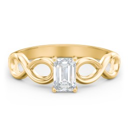 Diamond Solitaire Engagement Ring with Infinity Band in 10K Solid Yellow Gold