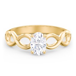Diamond Solitaire Engagement Ring with Infinity Band in 10K Solid Yellow Gold