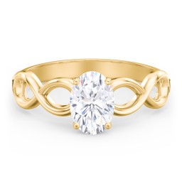 Diamond Solitaire Engagement Ring with Infinity Band in 10K Solid Yellow Gold