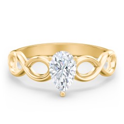 Diamond Solitaire Engagement Ring with Infinity Band in 10K Solid Yellow Gold