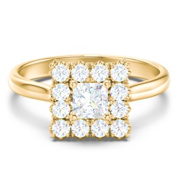 Classic Diamond Halo Engagement Ring in 10K Solid Yellow Gold