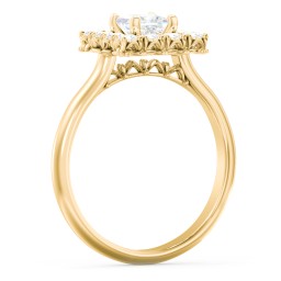 Classic Diamond Halo Engagement Ring in 10K Solid Yellow Gold