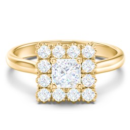 Classic Diamond Halo Engagement Ring in 10K Solid Yellow Gold