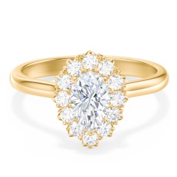 Classic Diamond Halo Engagement Ring in 10K Solid Yellow Gold
