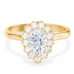 Classic Diamond Halo Engagement Ring in 10K Solid Yellow Gold