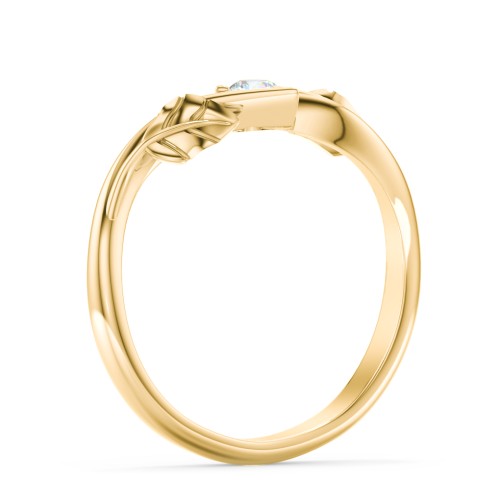 Diamond Leaf Band Ring – 10K Yellow Gold with Diamond