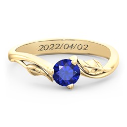 Solitaire Leaf Engagement Ring in 10K Solid Yellow Gold with 09BSAP-RD-0.50