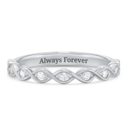 Intertwined Infinity Half Eternity Band with Accent Stones
