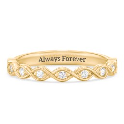 Intertwined Infinity Half Eternity Band with Accent Stones in 10K Solid Yellow Gold