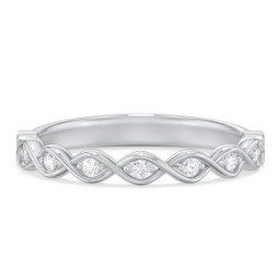 Intertwined Infinity Half Eternity Band with Accent Stones