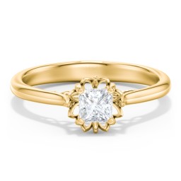 Diamond Solitaire Engagement Ring with Infinity Detail Bridge in 10K Solid Yellow Gold