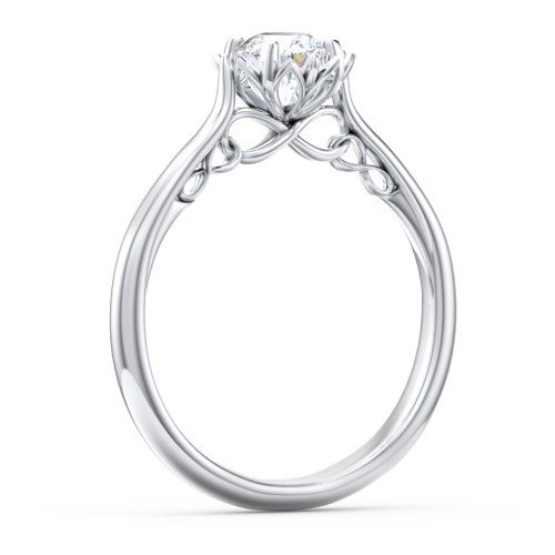 Diamond Solitaire Engagement Ring with Infinity Detail Bridge – 14K White Gold