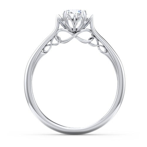 Diamond Solitaire Engagement Ring with Infinity Detail Bridge – 14K White Gold