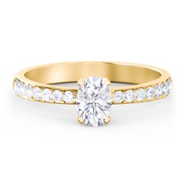 Engagement Ring with Graduated Side Stones in 10K Solid Yellow Gold