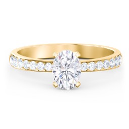Engagement Ring with Graduated Side Stones in 10K Solid Yellow Gold