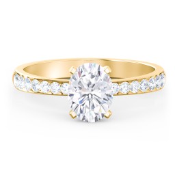 Engagement Ring with Graduated Side Stones in 10K Solid Yellow Gold