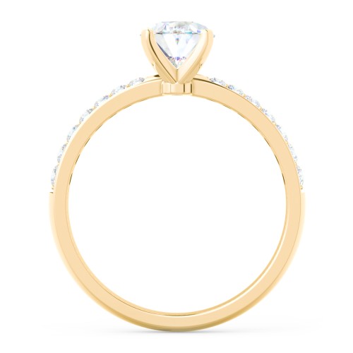 Engagement Ring with Graduated Side Stones – 10K Yellow Gold with Lab Diamond