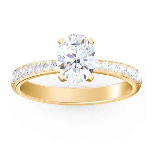 Engagement Ring with Graduated Side Stones – 10K Yellow Gold with Lab Diamond