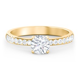 Engagement Ring with Graduated Side Stones in 10K Solid Yellow Gold
