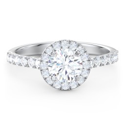 Diamond Halo Engagement Ring Micro-Pavé Accents