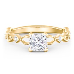 Modern Diamond Twisted Band Ring with Accents in 10K Solid Yellow Gold