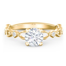 Modern Diamond Twisted Band Ring with Accents in 10K Solid Yellow Gold