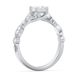 Vintage Diamond Ring with Milgrain Leaves and Accents