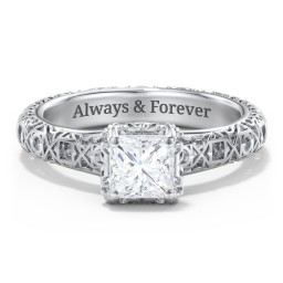 Diamond Solitaire Ring with Pierced Hollow Band