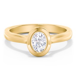 Modern Solitaire Engagement Ring with Bezel Setting in 10K Solid Yellow Gold