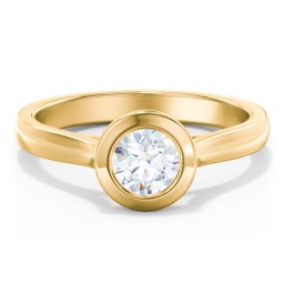 Modern Solitaire Engagement Ring with Bezel Setting in 10K Solid Yellow Gold