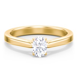 Classic Solitaire Engagement Ring with Peek-a-Boo Accent Diamond in 10K Solid Yellow Gold