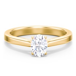 Classic Solitaire Engagement Ring with Peek-a-Boo Accent Diamond in 10K Solid Yellow Gold