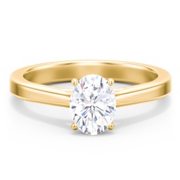Classic Solitaire Engagement Ring with Peek-a-Boo Accent Diamond in 10K Solid Yellow Gold