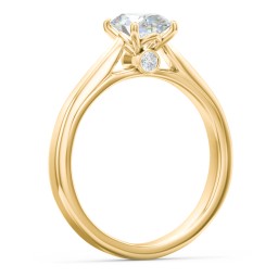 Classic Solitaire Engagement Ring with Peek-a-Boo Accent Diamond in 10K Solid Yellow Gold