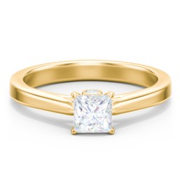 Classic Solitaire Engagement Ring with Peek-a-Boo Accent Diamond in 10K Solid Yellow Gold