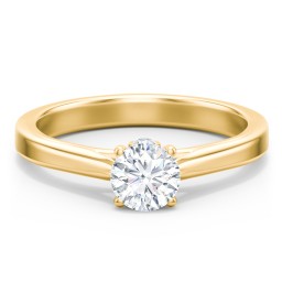 Classic Solitaire Engagement Ring with Peek-a-Boo Accent Diamond in 10K Solid Yellow Gold