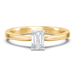 Classic Solitaire Engagement Ring with White Gold Setting in 10K Solid Yellow Gold